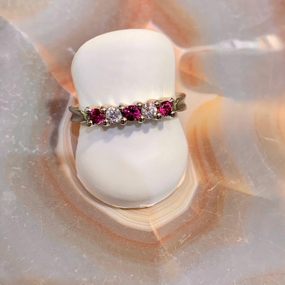 Rhodalite and Diamond Set in 14K White Gold
